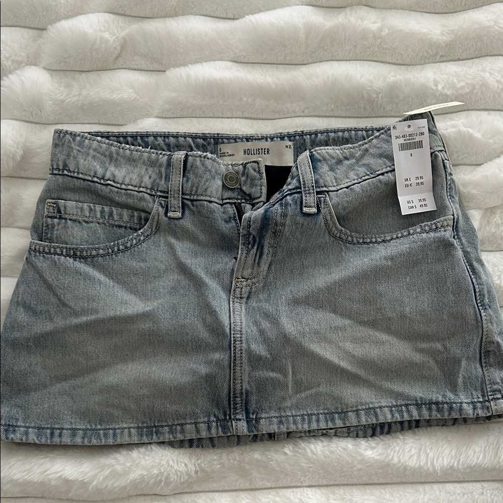 Hollister Washed Light Blue Denim Mini Skirt